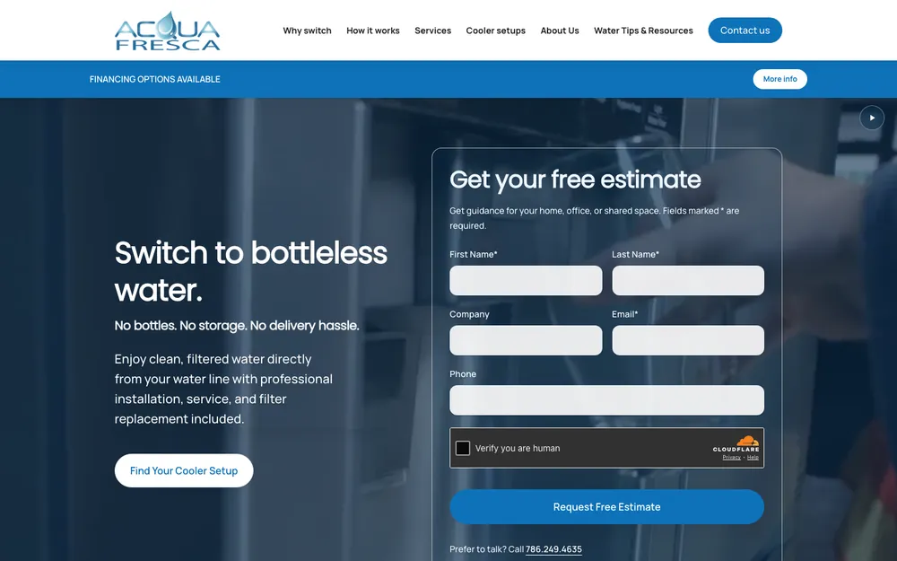 Website we designed and built for Acqua Fresca